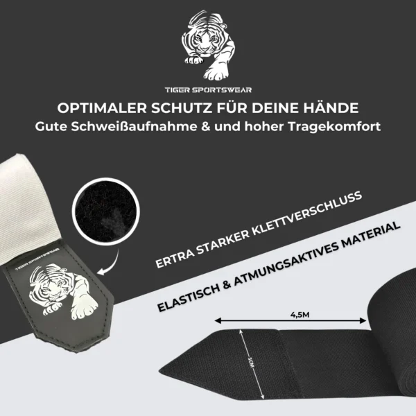 Elastische Bandagen mit PU Leder Verschluss - 4,5m